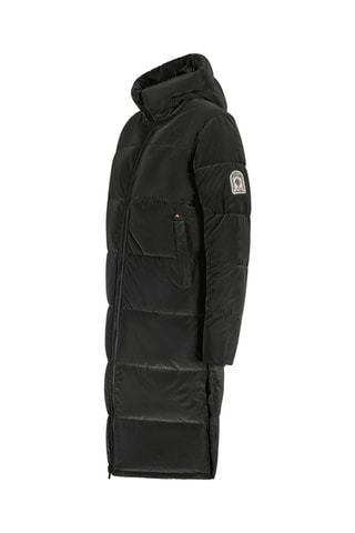 Blusão comprido acolchoado com capuz Mongie - Preto brilhante