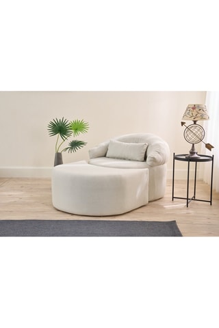 Fauteuil et repose-pied Pitta - Crème - Tissu