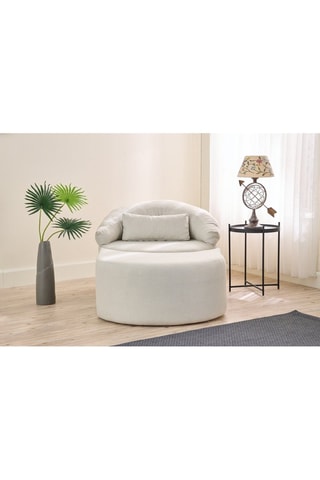 Fauteuil et repose-pied Pitta - Crème - Tissu