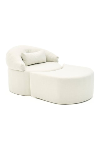 Fauteuil et repose-pied Pitta - Crème - Tissu