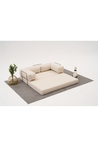 Canapé modulable convertible Comfort - Ecru - 3 places - En tissu chenille