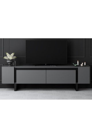 Meuble TV 2 abattants Yildiz - Anthracite et noir