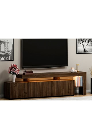 Meuble TV 2 portes et abattant Beliz - 192 x 53 x 37 cm