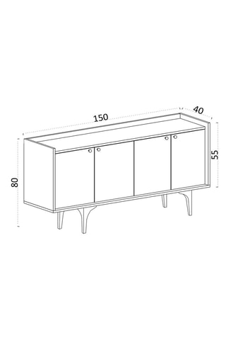 Bahut 4 portes - 150 x 40 x 80 cm
