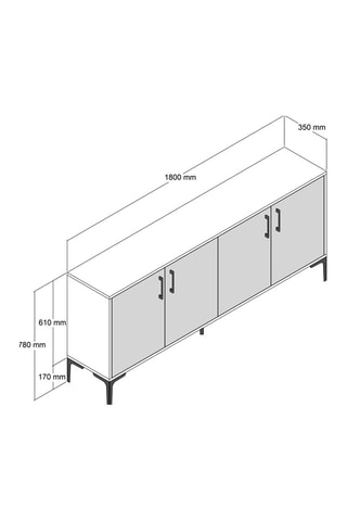 Buffet 4 portes  - 180 x 78 x 35 cm