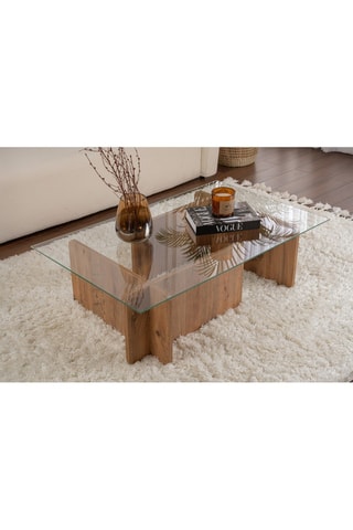 Table basse Flavio  - Plateau en verre trempé - 105 x 30 x 65 cm