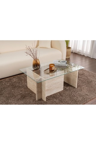 Table basse Vetrino  - Plateau en verre trempé - 105 x 40 x 65 cm