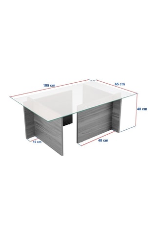 Table basse Vetrino  - Plateau en verre trempé - 105 x 40 x 65 cm