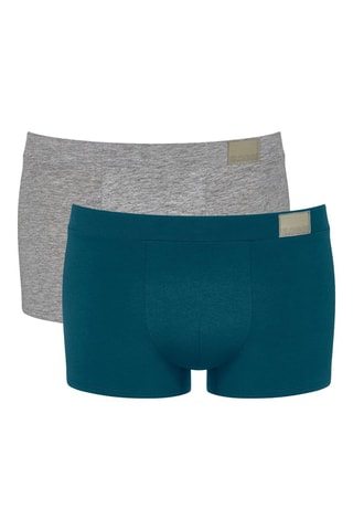 2 Boxers GO Natural Hipster - Petrolblauw - Blauw en grijs