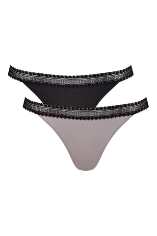 2 Tanga's - Zwart en Grijs - Zwart en grijs