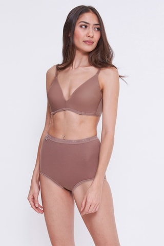 3 Hipsters Hoge Taille Basic Maxi - Bruin en Zwart - Wit en bruin