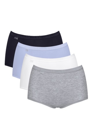 4 Hipsters Hoge Taille - Zwart en Lichtblauw - Wit, zwart en blauw