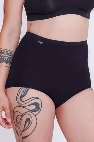 4 Hipsters Hoge Taille - Zwart en Lichtblauw - Wit, zwart en blauw