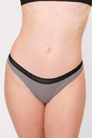 2 Strings Go Ribbed H Brazil- Zwart en Taupe - Zwart en grijs