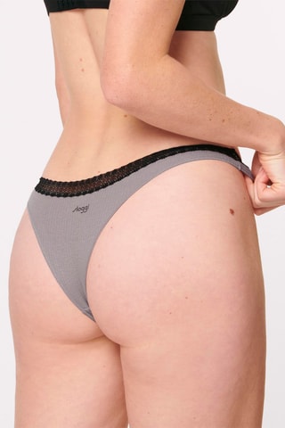 2 Strings Go Ribbed H Brazil- Zwart en Taupe - Zwart en grijs