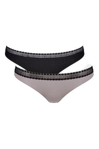 2 Tanga's - Zwart en Grijs - Zwart en grijs