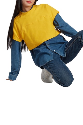 T-shirt cropped Lounge - Moutarde