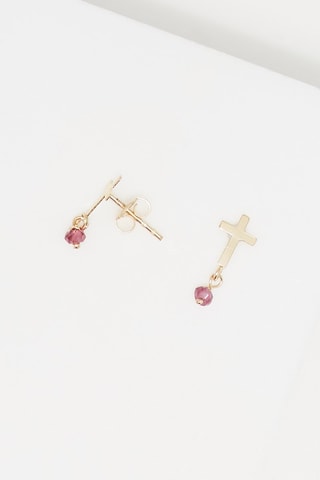 Brincos Croix Ouro amarelo e rodolitas