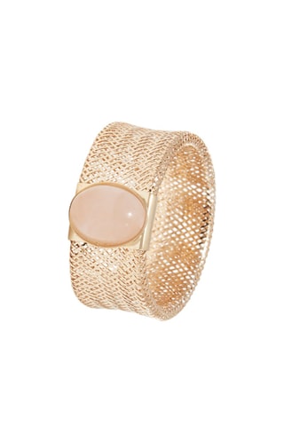 Anel Quartzo rosa flamejante Ouro amarelo e quartzo rosa