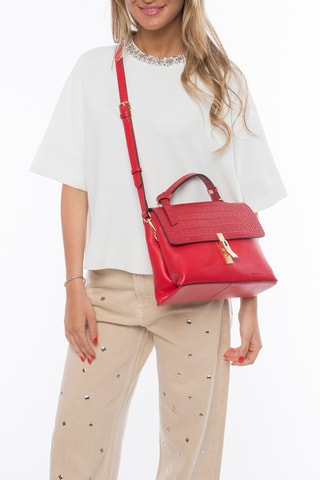 Sac à main en croûte de cuir Olga - Rouge