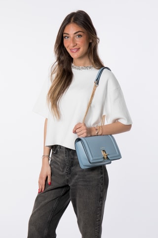 Sac porté épaule en cuir Ross - Ciel