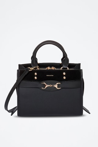Sac à main en croûte de cuir Farah - Noir