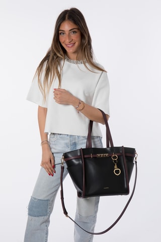 Sac porté épaule en cuir Karine - Noir