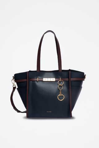 Sac porté épaule en cuir Karine - Bleu marine