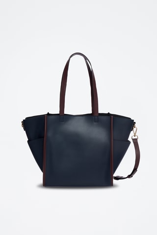 Sac porté épaule en cuir Karine - Bleu marine
