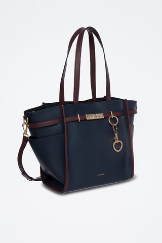 Sac porté épaule en cuir Karine - Bleu marine
