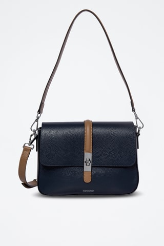 Sac porté épaule en cuir Ouda  - Bleu marine