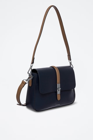 Sac porté épaule en cuir Ouda  - Bleu marine