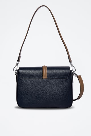 Sac porté épaule en cuir Ouda  - Bleu marine