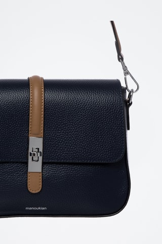 Sac porté épaule en cuir Ouda  - Bleu marine