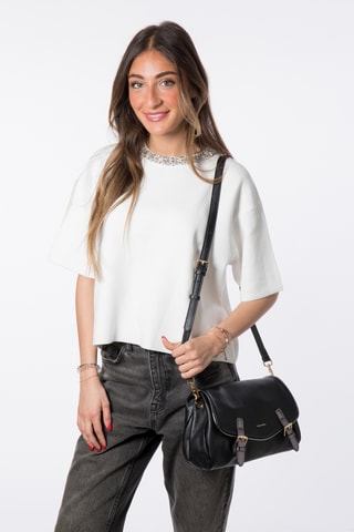 Sac bandoulière en cuir Loya - Noir