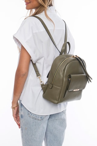 Sac à dos en cuir Stella - Kaki