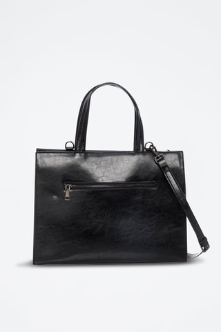 Sac porté épaule Bastille en croûte de cuir - Noir