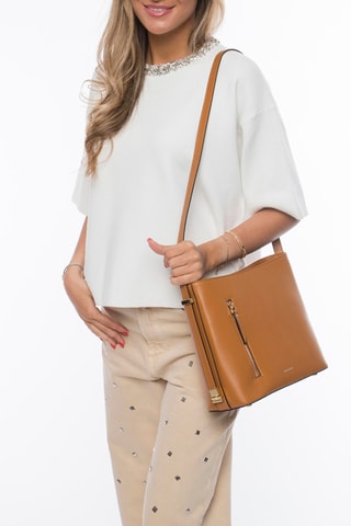 Sac porté épaule en croûte de cuir Sonny - Camel