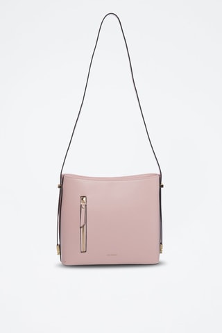 Sac porté épaule en croûte de cuir Sonny - Nude