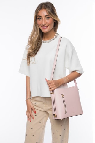 Sac porté épaule en croûte de cuir Sonny - Nude