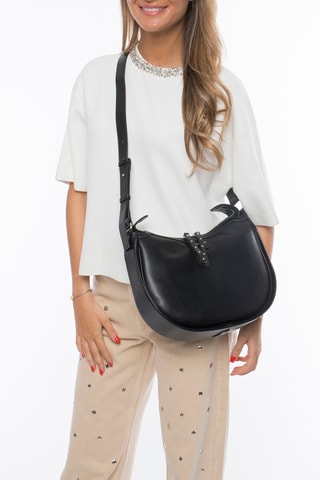 Sac porté épaule en croûte de cuir Sohan - Noir