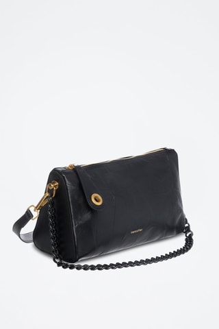 Sac porté épaule en croûte de cuir Vicky - Noir