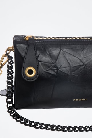 Sac porté épaule en croûte de cuir Vicky - Noir