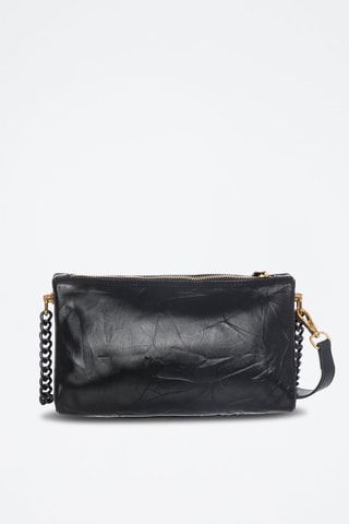 Sac porté épaule en croûte de cuir Vicky - Noir