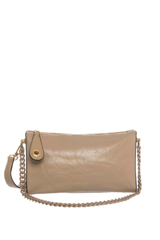 Sac porté épaule en croûte de cuir Vicky - Taupe