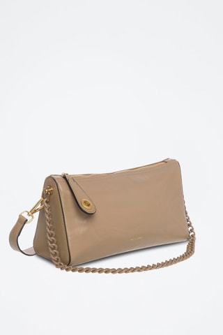 Sac porté épaule en croûte de cuir Vicky - Taupe