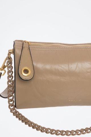 Sac porté épaule en croûte de cuir Vicky - Taupe