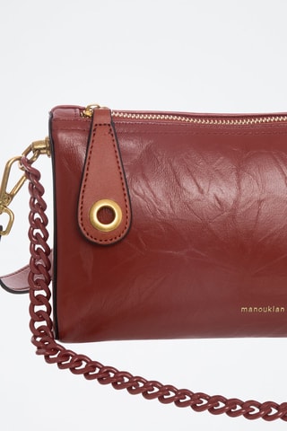 Sac porté épaule en croûte de cuir Vicky - Bordeaux
