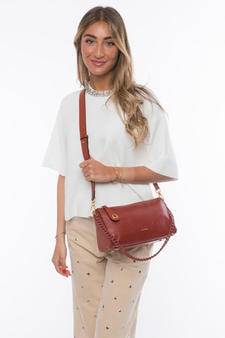 Sac porté épaule en croûte de cuir Vicky - Bordeaux