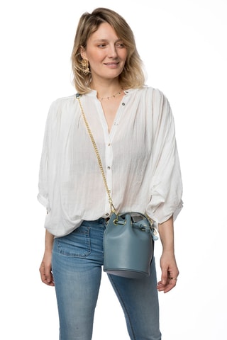 Sac seau en cuir Eden - Bleu